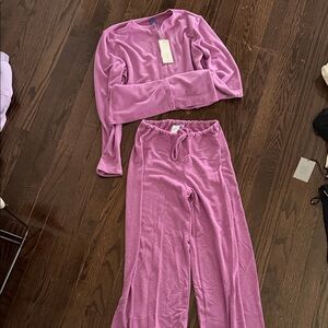 Purple Women's Cardigan Sweater Set